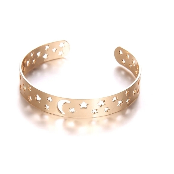 NEW‎ 3pc Gold Cut Out Moon & Star Adjustable Bracelets - Picture 4 of 9